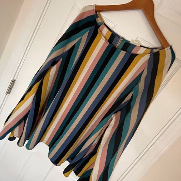 perch by blu pepper Tops - Perch by Blu Pepper striped blouse 3X boho colorful ballon sleeve